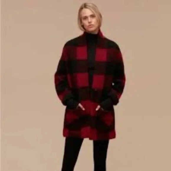 Aritzia Jackets & Blazers - Aritzia Wilfred Free Off Duty Jacket Red Black Wool Blend  L